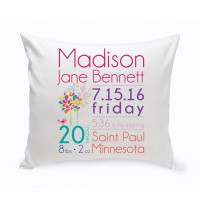 JDS Personalized Gifts Personalized Baby Girl Announcement Cotton Throw Pillow JMSI2671